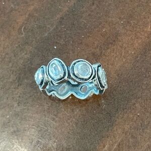 Sterling Silver Ring with Clear Stones